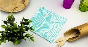 ; Servilleta Bambulux 40x40cm Dec Tropical Turquesa, 360uds
