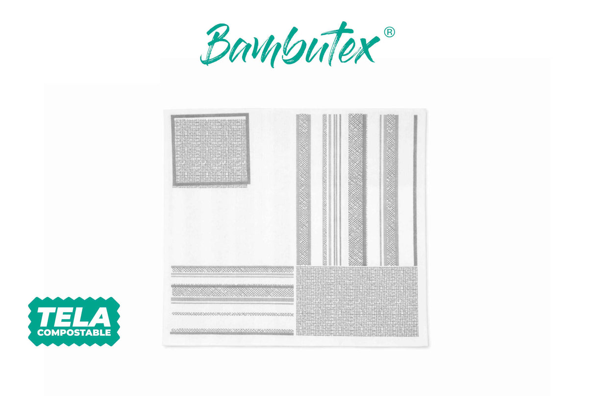 Servilleta Bambutex 48x48cm Deco. Campos Negro, 300uds
