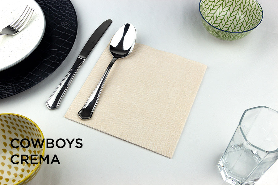 Servilleta Punta Punta 40x40cm Deco. Cow Boys Crema, 600uds