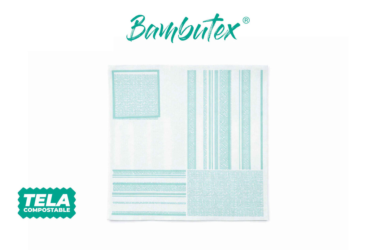 Servilleta Bambutex 48x48cm Deco. Campos Agua Marina, 300uds