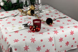 Mantel Papel 100x100cm Pleg. 1/8 Deco. Estrellas (Tinta Roja), Embolsado 15pq de 10uds