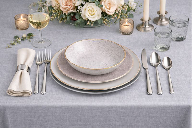 Mantel Cortado Bambulux 100x100cm Pleg. 1/8 Deco. Capri Gris, 100uds