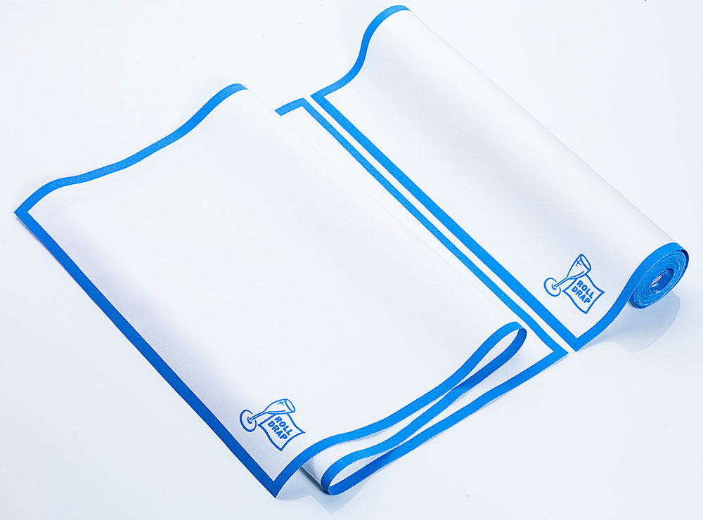 Roll Drap Paño Blanco Cenefa Azul Extralargo 40x80cm (8u/rollo)