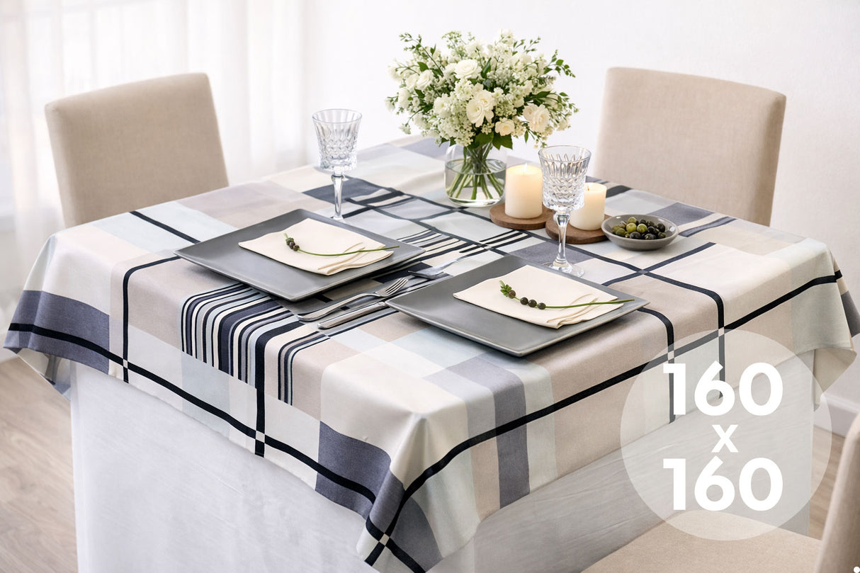 Mantel Extratela Alba Plus 160x160cm Cuadros+Rayas (Confeccionado a 156x156cm)
