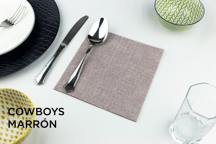 Servilleta 40x40 PP 600ud Deco. Cow Boys MA (Marron)
