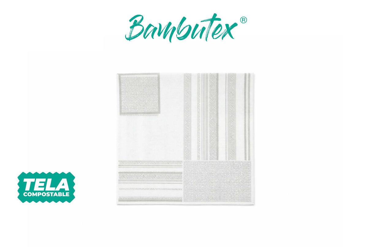 Servilleta Bambutex 40x40cm Deco. Campos Gris, 600uds