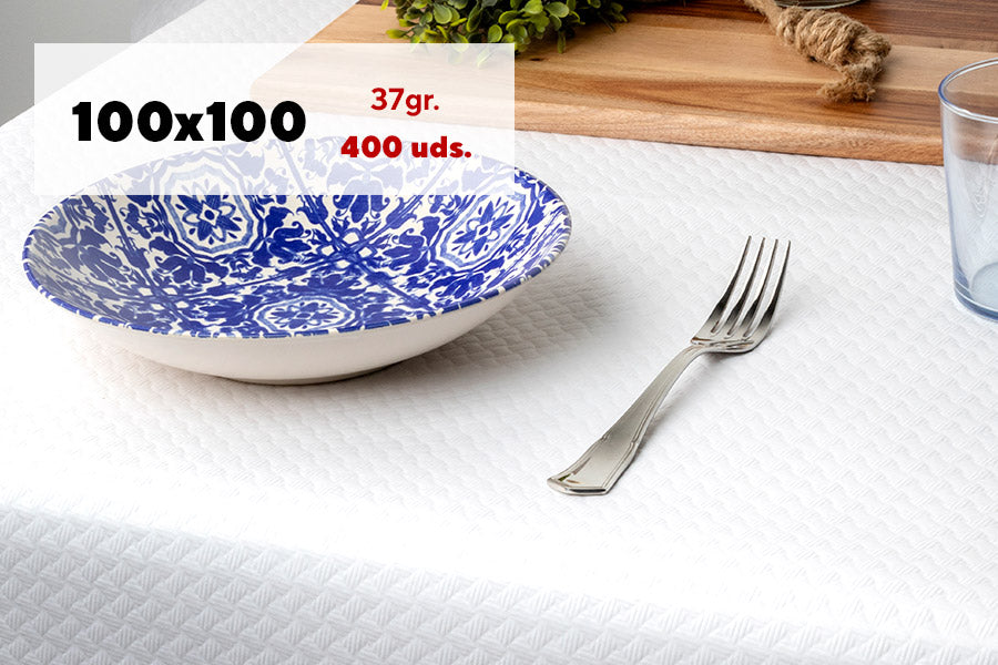 Mantel Papel 100x100cm 37gr Blanco, 400uds