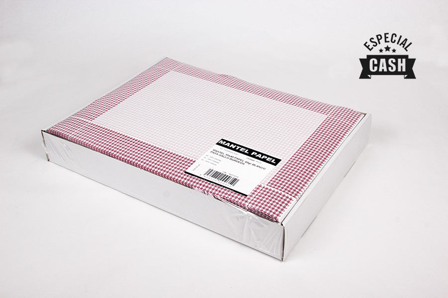 Mantel papel 30x40cm 45gr Blanco Deco. Pata Gallo Burdeos, Estuche de 500uds