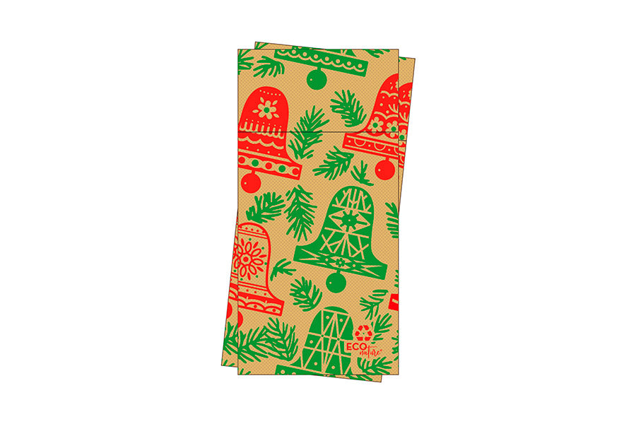 Kanguro 40x40 PP 480ud Eco Nature Deco. Campanas (Tinta Roja y Verde)