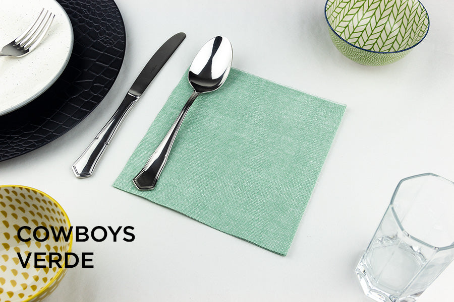 Servilleta Punta Punta 40x40cm Deco. Cow Boys Verde, 600uds