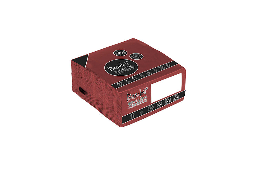 Servilleta Punta Punta 38x38cm Burdeos, 50uds 24paq
