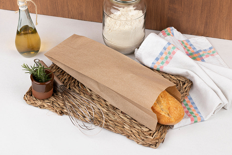 Bolsa Papel 9+5x32cm 35gr. Kraft Verjurado Rec.