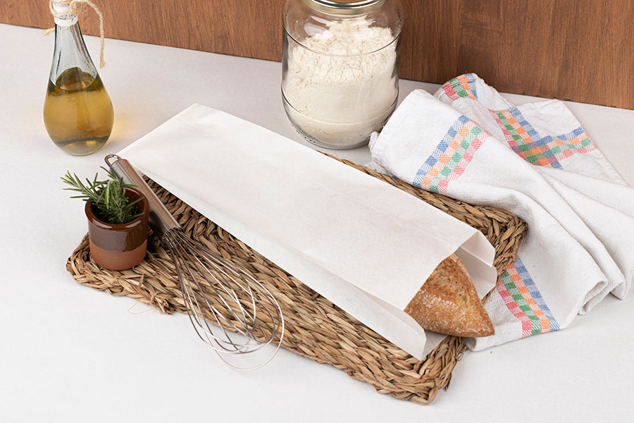 Greaseproof Paper Bags 9+5x32cm 35gr. White 1,000 units.