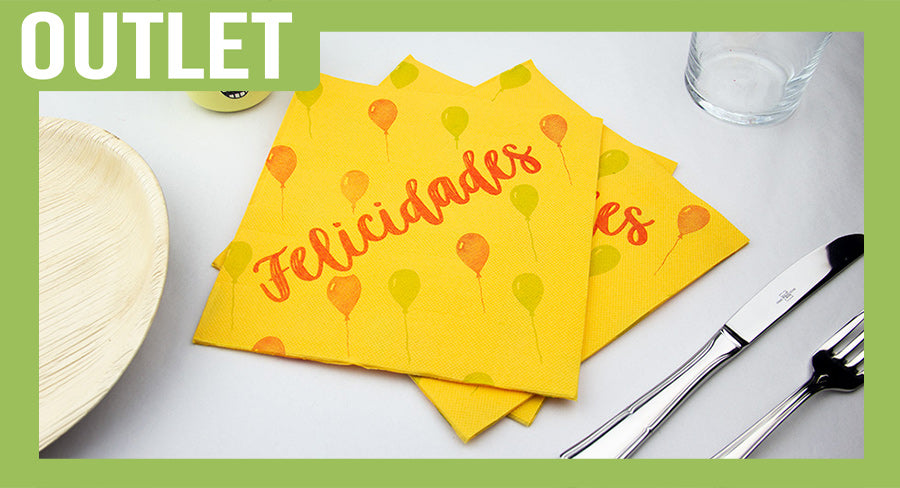 ; Servilleta 40x40 PP 600ud Deco. Felicidades AM (Amarillo)