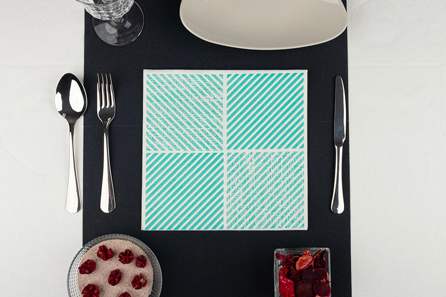 Servilleta Bambulux 40x40cm Deco. Diagonal Agua Marina, 480uds