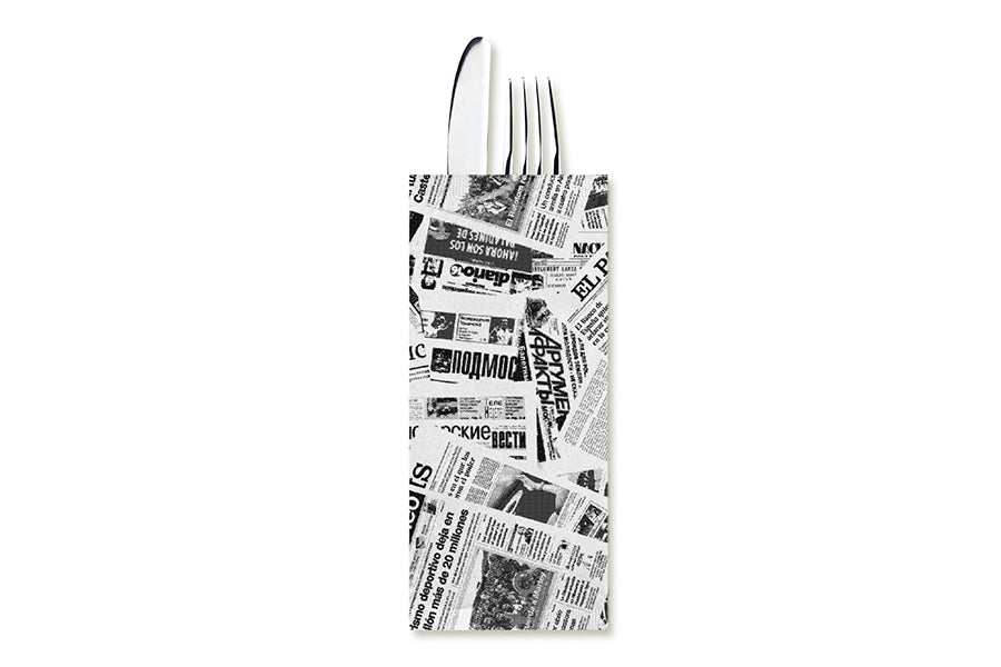 Sobre Papel Portacubiertos 11x25cm Prensa (Avec servilleta) 800u Granel