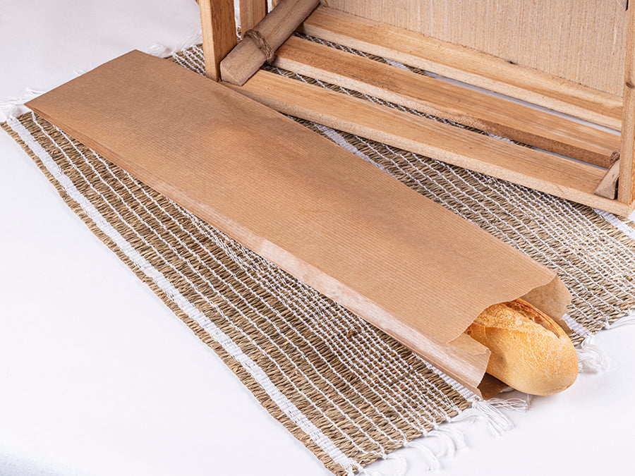 Bolsa Papel 22+7x36cm 35gr. Kraft Verjurado Rec.
