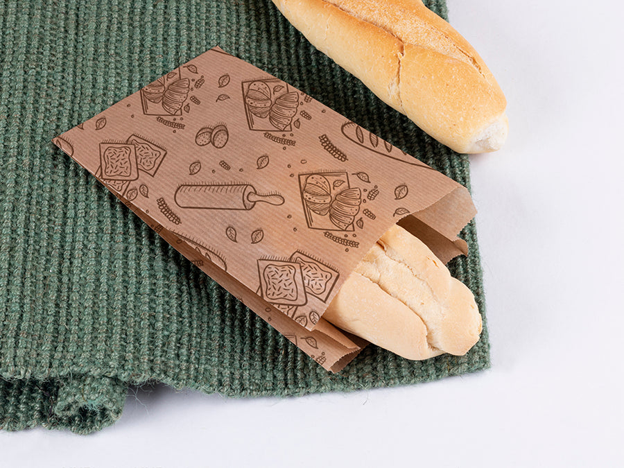 Paper Bag 9+5x24cm 35gr. Kraft Laid Bakery 1,000 units.
