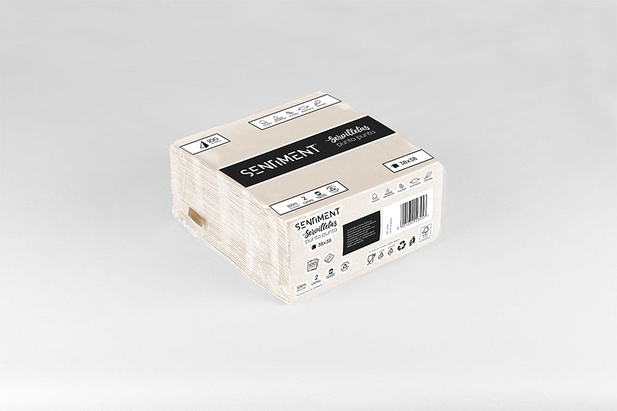 Servilleta Punta Punta 38x38cm Crema, 40uds 24paq -Sentiment-