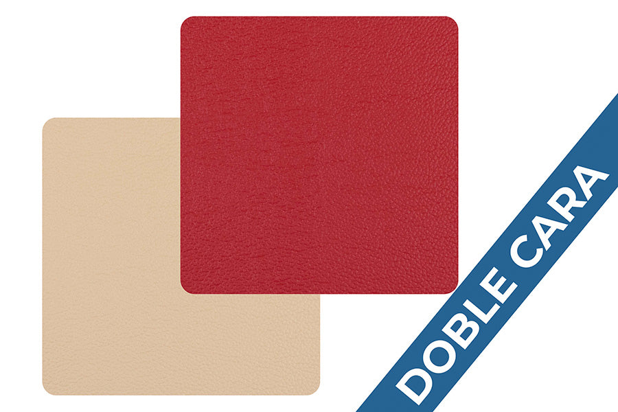 Posavasos Polipiel Cuadrado 10x10cm Rojo-Crema (10pq x 6uds)