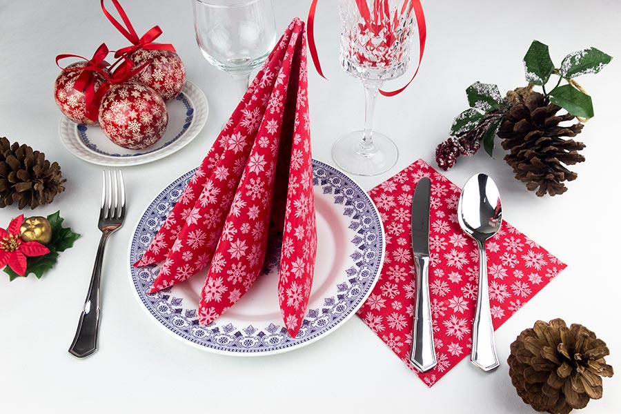 Servilleta Air Soft 40x40cm Rojo Deco. Estrellas, 300uds