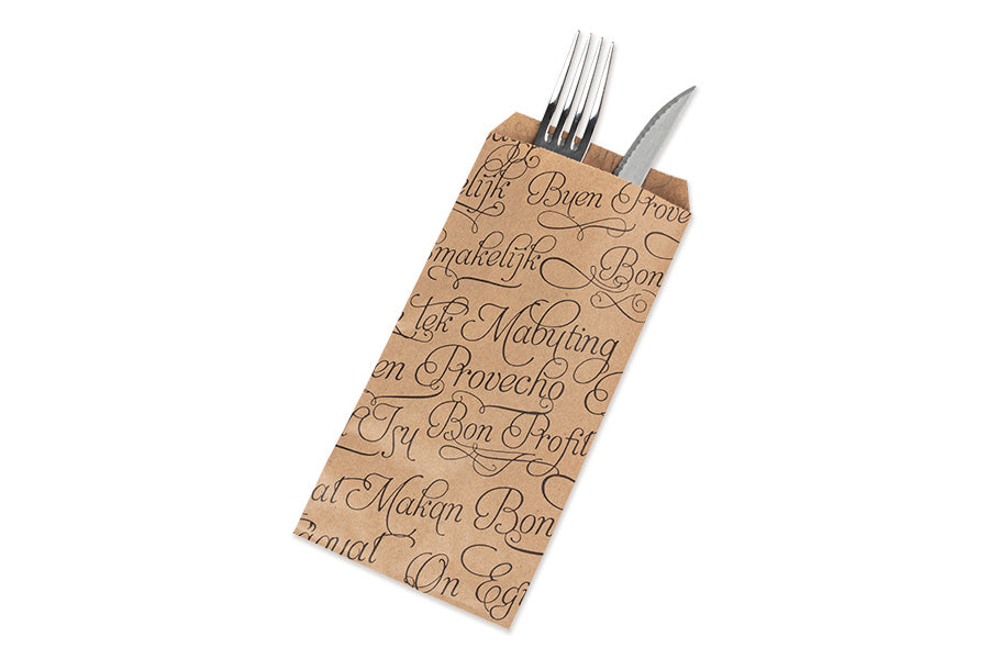 Paper Cutlery Bag 11x24cm Eco Nature + Bon Appétit 1,000u