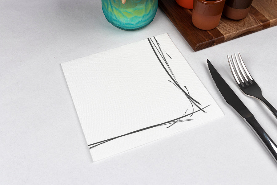 Napkins 38x38 PP 50 units. 24 pack. White Deco. Border