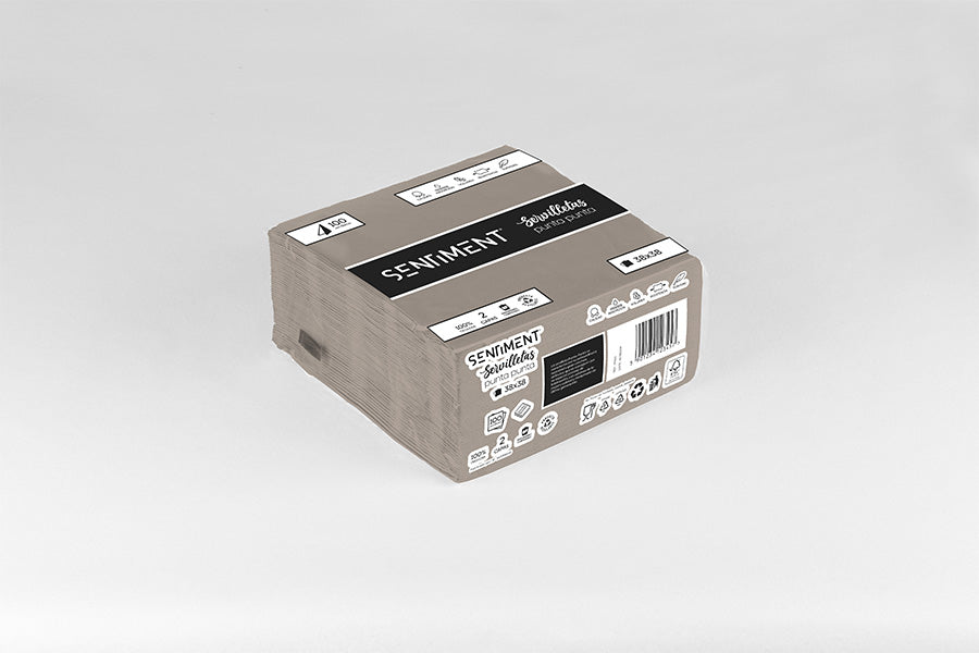 Servilleta 38x38 Punta Punta 40ud. 24paq. Taupé -Sentiment-