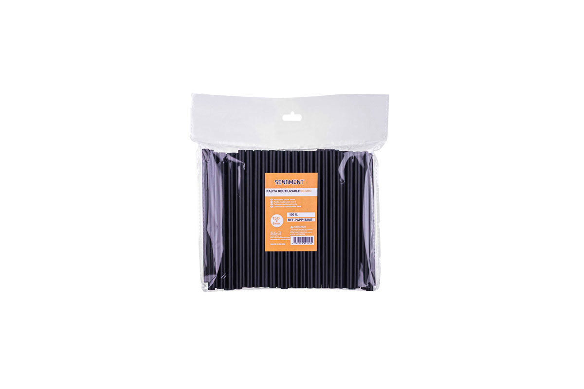 Pajita 150x8 mm PP Reutilizable Negro
