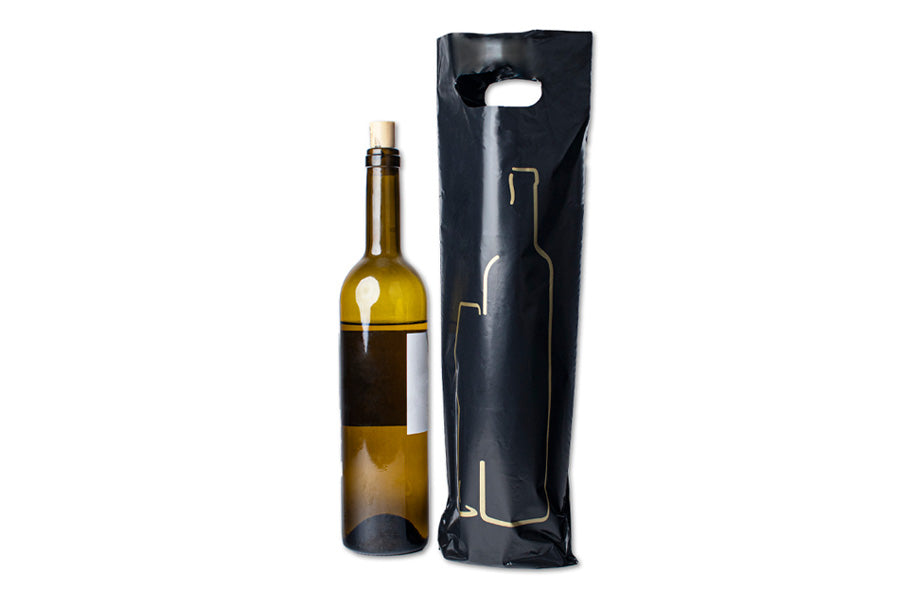 ; Bolsa Troquelada B. Vino 15x41+3,5cm Negra, 25uds