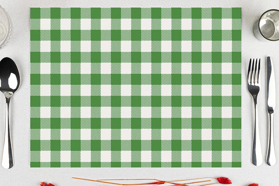 Mantel Papel 28x40,5cm 80gr Deco. Vichy Verde Impresion Offset, 500uds