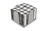 Rond de serviette 20x20 PS Gris -avec serviette- (Vichy noir) 12 unités 