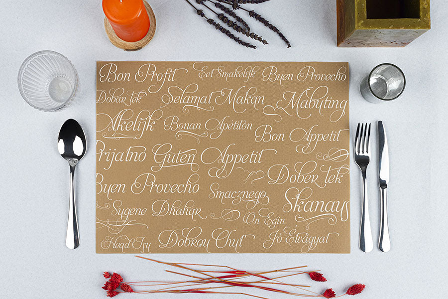 Startex 30x40cm Cream Decorative Cut Tablecloth. Enjoy your meal.