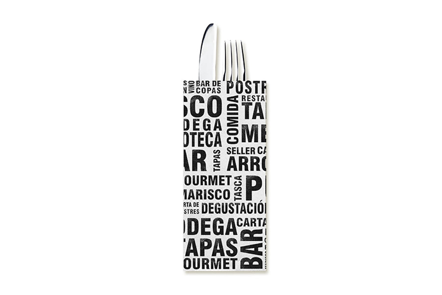 Porte-couverts en papier 11 x 25 cm Gourmet (avec serviette) 800 unités en vrac 
