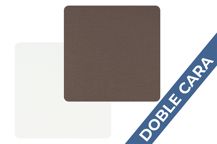 Posavasos Polipiel Cuadrado 10x10cm Marrón-Blanco (10pq x 6uds)