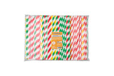 Pajita de papel rayada 210×8 mm, 3 capas (mix 3c.)