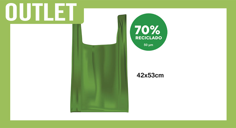 ; Bolsa Plastico Asa Camiseta 42x53cm Verde 1kg. 50µm Reciclada 70%
