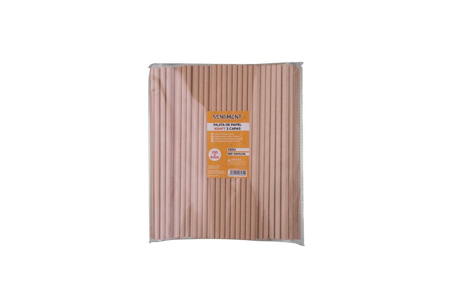 Pajita de papel kraft 210×6 mm, 3 capas