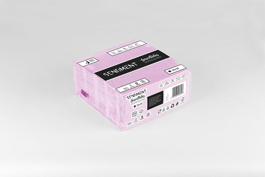 Servilleta 38x38 Punta Punta 40ud. 24 paquets. Rosa -Sentiment-