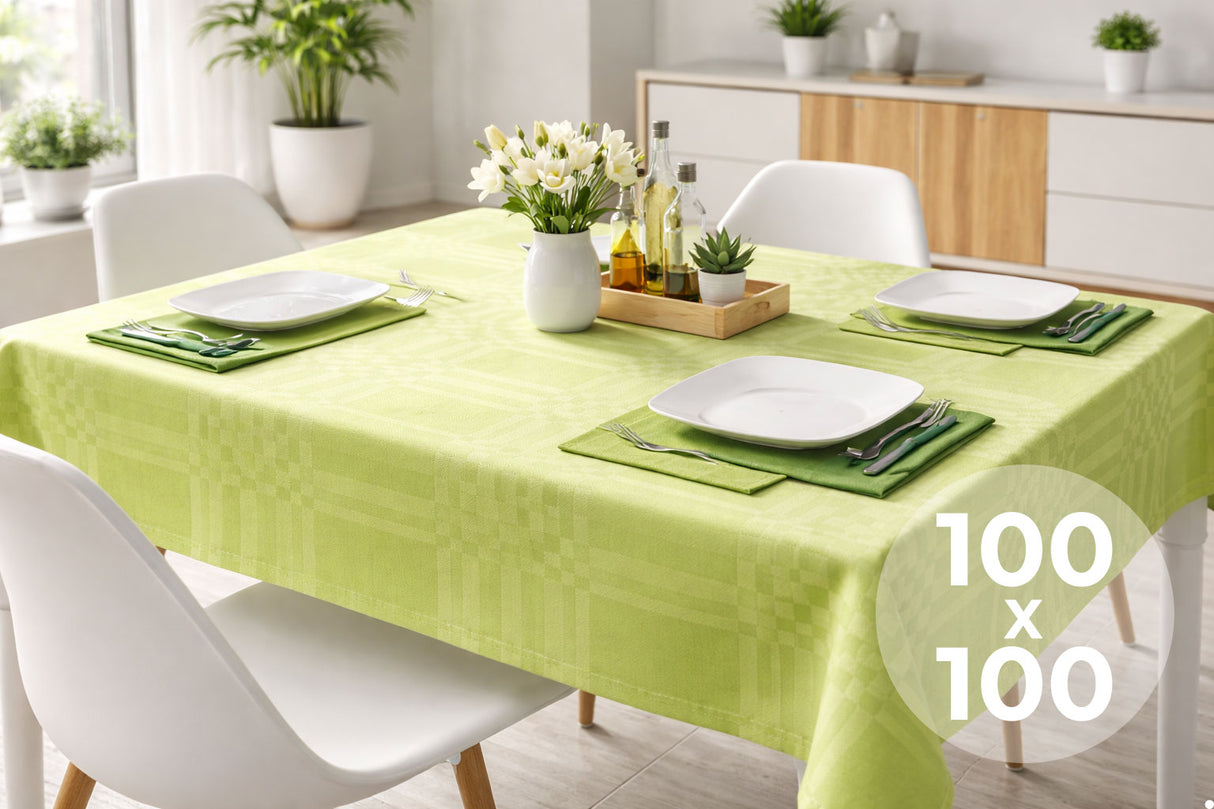 Mantel Extratela Cuadros 100x100cm Pistacho (Confeccionado a 96x96cm)