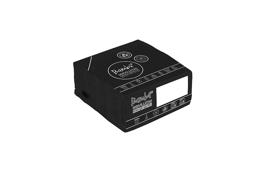 Servilleta Punta Punta 38x38cm Negro, 50uds 24paq