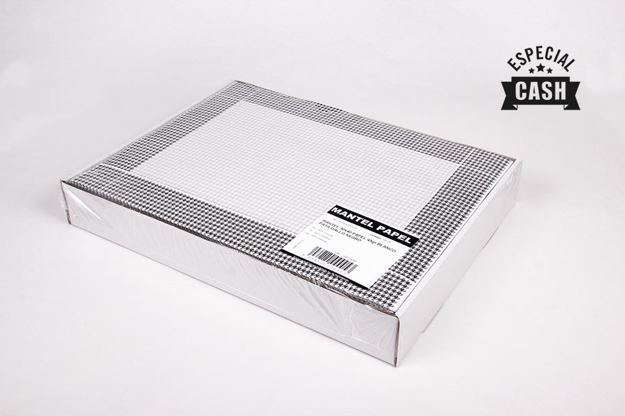 Mantel papel 30x40cm 45gr Blanco Deco. Pata Gallo Negro, Estuche de 500uds