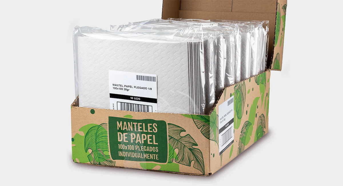 Mantel papel Blanco Pleg. 1/8 100x100 35gr. 150uds. (Embolsado a 10uds y doblado)