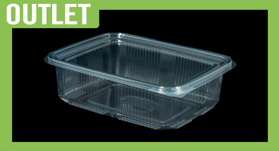 ; Envase tapa bisagra -Pet- 1.500cc 100uds (-15ºC a +55ºC) ERPERE000043