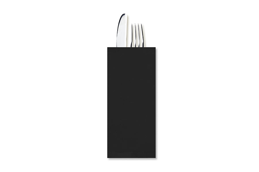 Sobre Papel Portacubiertos 11x25cm Negro (Avec servilleta) 800u Granel