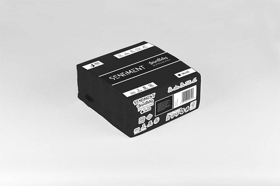 Servilleta Punta Punta 38x38cm Negro, 40uds 24paq -Sentiment-