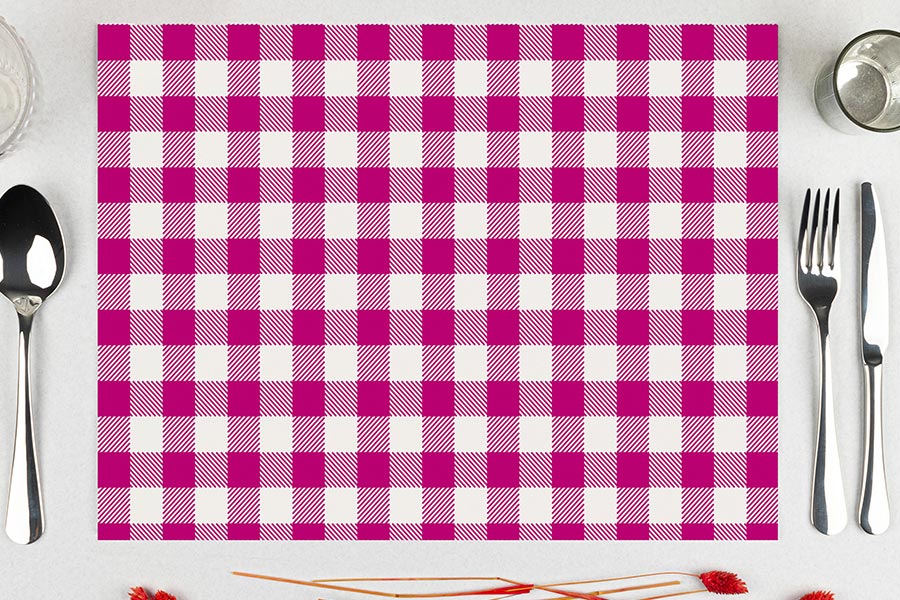 Mantel Papel 28x40,5cm 80gr Deco. Vichy Magenta Impresion Offset, 500uds