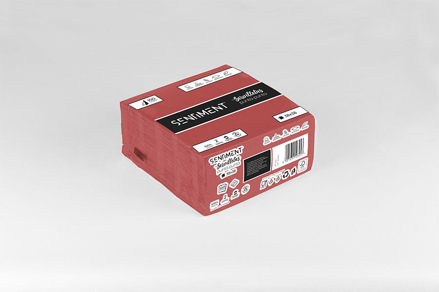 Servilleta Punta Punta 38x38cm Burdeos, 40uds 24paq -Sentiment-