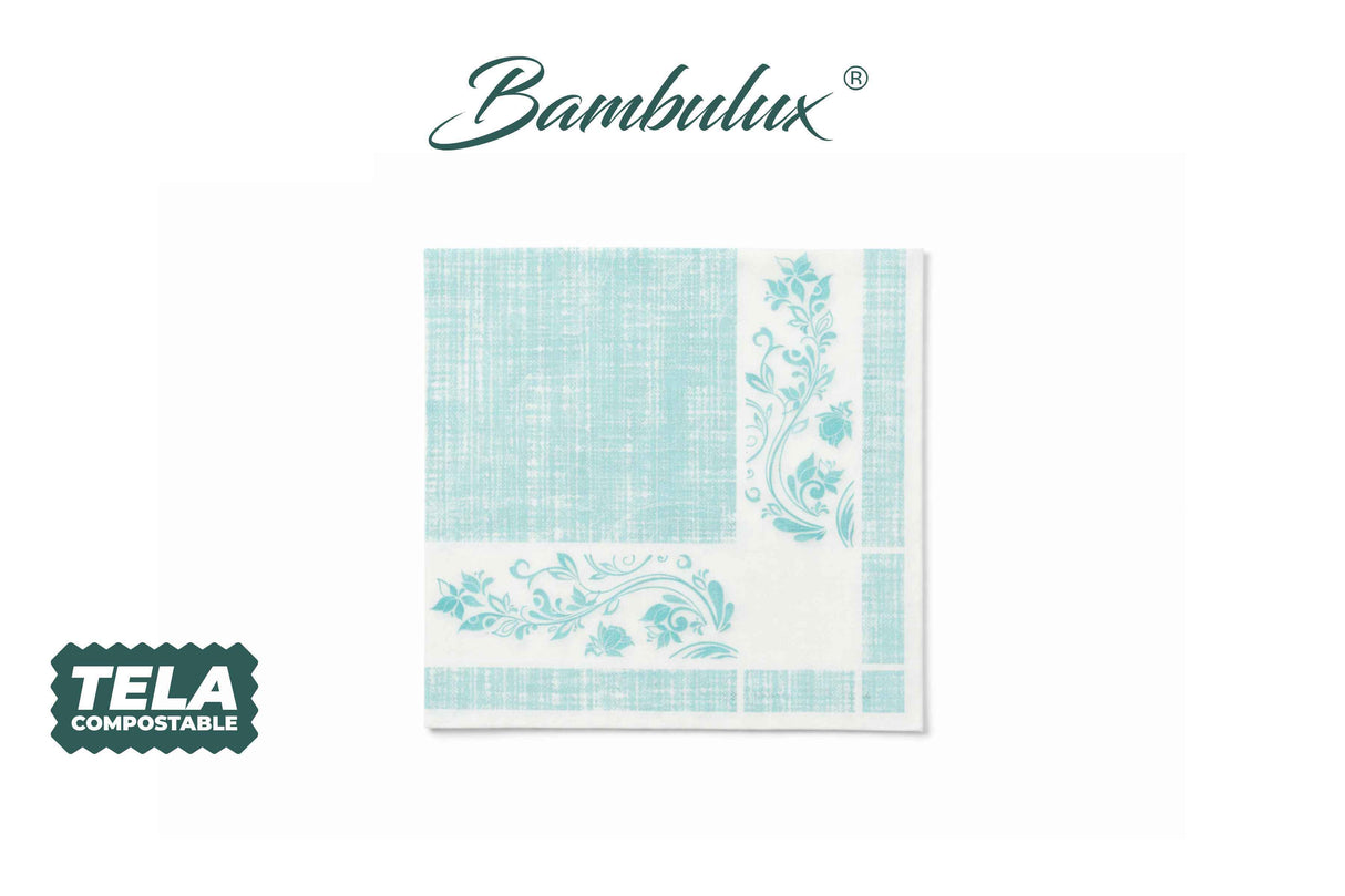 Servilleta Bambulux 40x40cm Deco. Venecia Agua Marina, 480uds