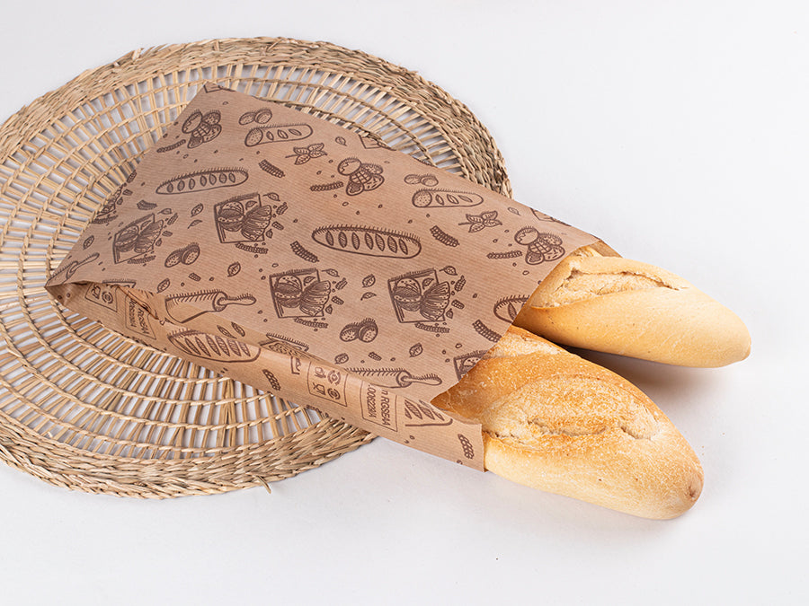 Paper Bag 18+7x32cm 40gr. Kraft Laid Bakery 1,000 units.
